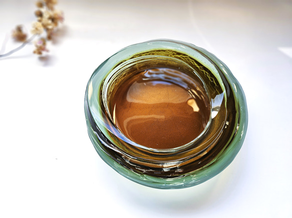 ガラス水盤　花器　積層茶色 