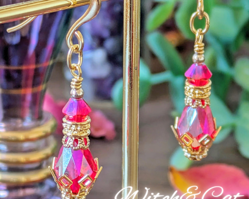 ころっとハート♡アシメにゃんこミニチュア香水瓶 ユリヤパール ピアス