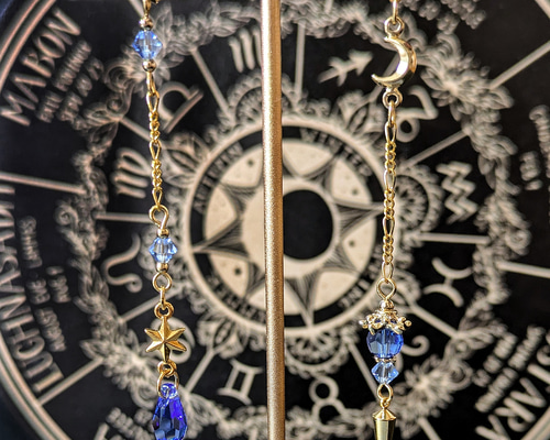 月と星のペンデュラム ピアス/イヤリング [サファイヤ]】 魔女