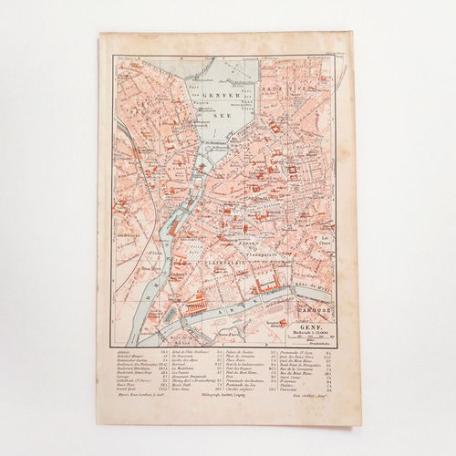 スイス ジュネーブ アンティークマップ 古地図 ヴィンテージペーパー