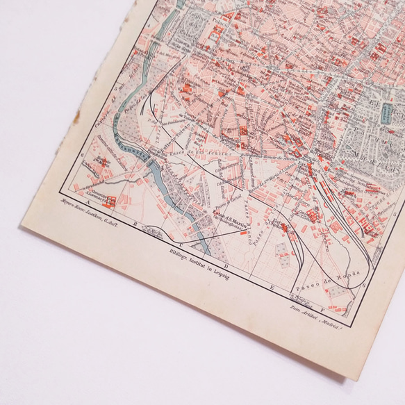 スペイン マドリード アンティークマップ 古地図 ヴィンテージペーパー 図版 マイヤー百科事典 1957-8 3枚目の画像