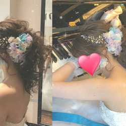 【全国送料無料】♔ふわふわリボンのウエディング　ヘアパーツ♔ ＊ウエディング＊浴衣＊成人式＊卒業式＊前撮り＊和婚＊ヘアア 1枚目の画像