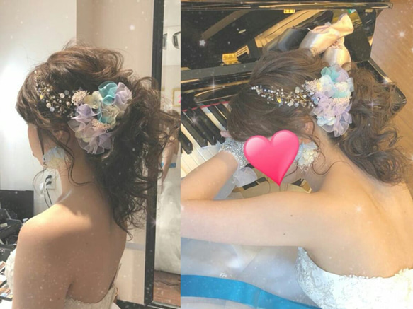 【全国送料無料】♔ふわふわリボンのウエディング　ヘアパーツ♔ ＊ウエディング＊浴衣＊成人式＊卒業式＊前撮り＊和婚＊ヘアア 1枚目の画像