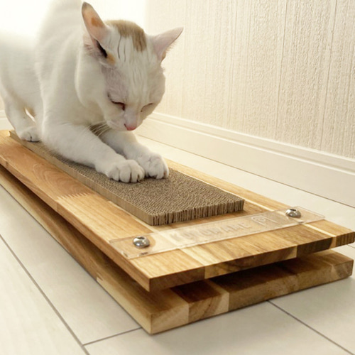 ねこ 爪とぎ ケース （ロング） 名入れ可 木製 ゆったり オリジナル