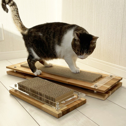 ねこ 爪とぎ ケース （ロング） 名入れ可 木製 ゆったり オリジナル
