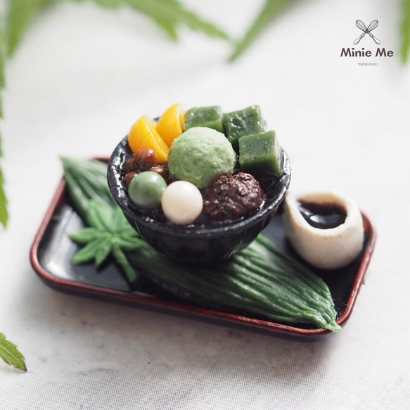 小物 shu maei ♛ミニチュア♛抹茶白玉クリームあんみつ その他アート Minie Me