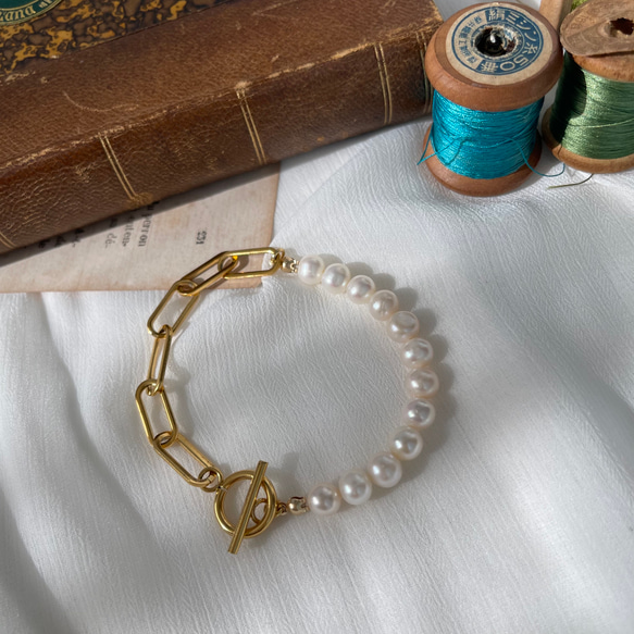 再再々販☆愛されるあなたになる【淡水パール】お守りブレスレット