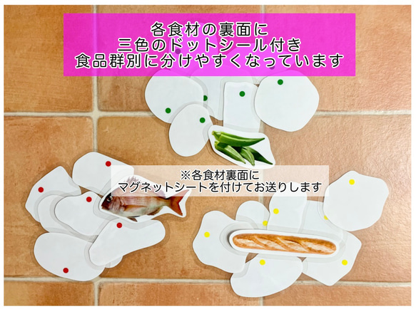 《送料込み》食育教材　マグネット式　三色食品群　『追加食材24種』※食材パーツのみです　食育グッズ 7枚目の画像