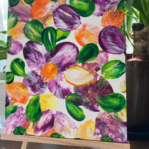 Flowers in the winter】現代アート 抽象画 アクリル絵具