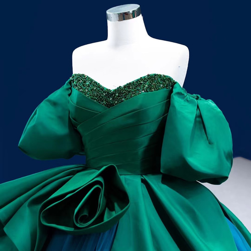 シンデレラ☆可愛い☆パフ袖☆プリンセスラインのウエディングドレス  