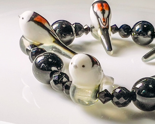 受注製作 リアルシマエナガ バードブレスレット ブレスレット 馬の助猫