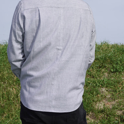 二色刺子コットンシャツ(白黒)　/ 知多木綿 5枚目の画像