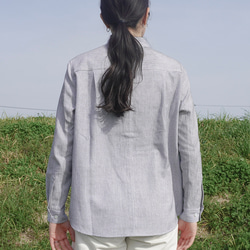 二色刺子コットンシャツ(白黒)　/ 知多木綿 9枚目の画像