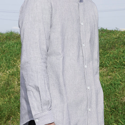二色刺子コットンシャツ(白黒)　/ 知多木綿 7枚目の画像