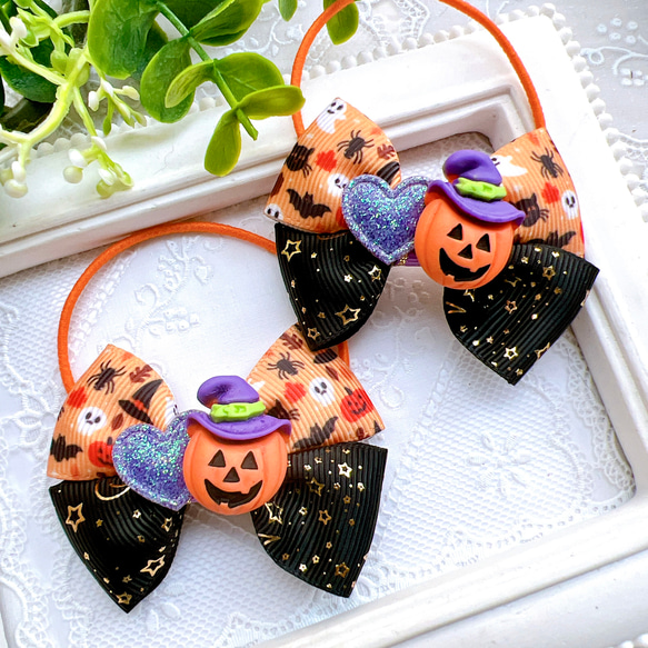 ヘアゴム リボン 髪ゴム キッズ 子供 ハロウィン ヘアアクセサリー