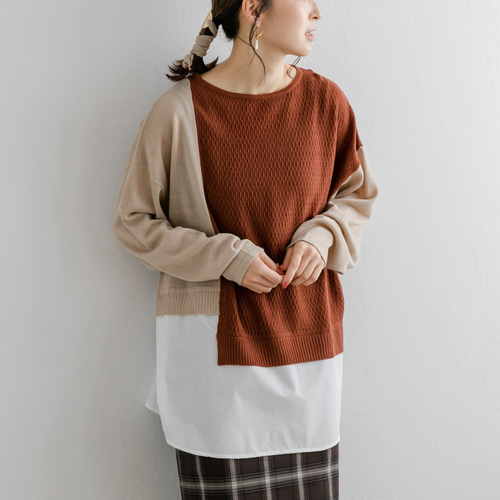 布帛ドッキングバイカラーニットPO 22662B ニット・セーター ihuu 通販