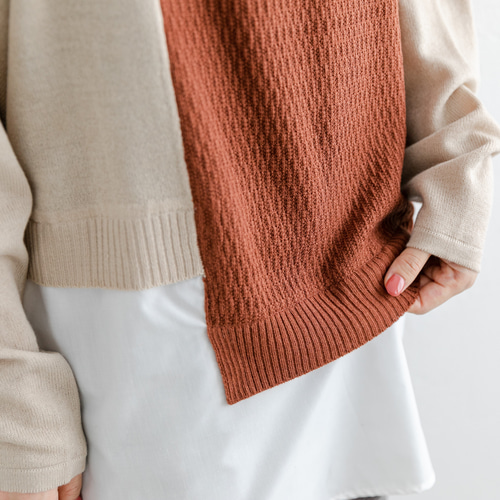 布帛ドッキングバイカラーニットPO 22662B ニット・セーター ihuu 通販