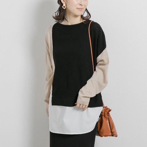 布帛ドッキングバイカラーニットPO 22662B ニット・セーター ihuu 通販
