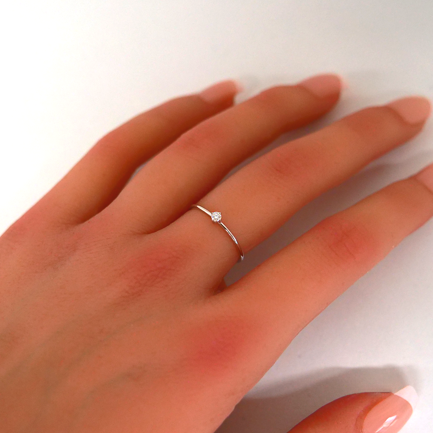 ◇受注制作◇ひと粒スキニーリング ダイヤモンドリング モアサナイトリング 1Pcs