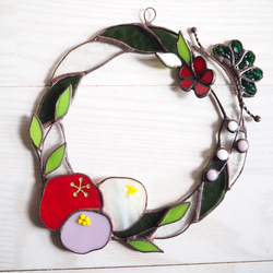 お正月飾リースステンドグラスのしめ縄リース 7枚目の画像