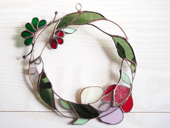 お正月飾リースステンドグラスのしめ縄リース 9枚目の画像