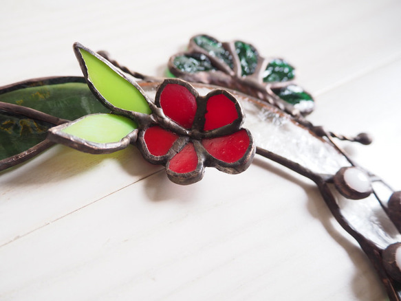 お正月飾リースステンドグラスのしめ縄リース 5枚目の画像