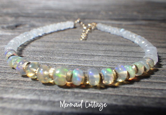 [十月生日石] 14kgf * Opal &amp; Moonstone Bracelet Opal &amp; Moonsto 第1張的照片