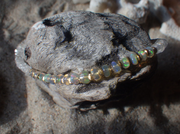 【10月誕生石】14kgf＊Opal & Moonstone Bracelet　オパール＆ムーンストーン☆アジャスター 13枚目の画像