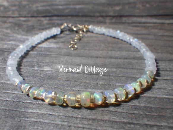 [十月生日石] 14kgf * Opal &amp; Moonstone Bracelet Opal &amp; Moonsto 第2張的照片