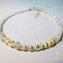 【10月誕生石】14kgf＊Opal & Moonstone Bracelet　オパール＆ムーンストーン☆アジャスター 17枚目の画像