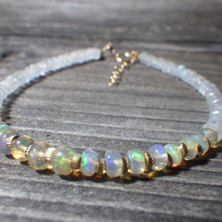 【10月誕生石】14kgf＊Opal & Moonstone Bracelet　オパール＆ムーンストーン☆アジャスター 6枚目の画像