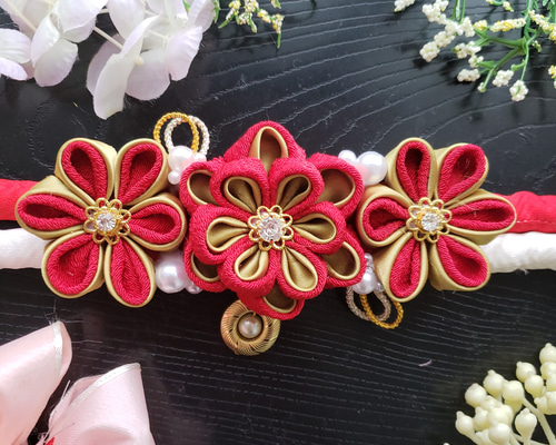 帯留め 帯飾り 七五三 成人式 白 金 花魁 振り袖 着物 帯 パール