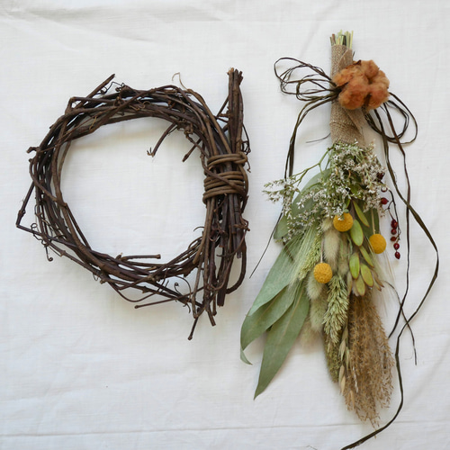 2way・森のリース】スワッグにもなる森のリース・ドライフラワー