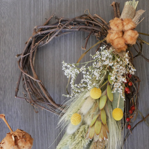 2way・森のリース】スワッグにもなる森のリース・ドライフラワー