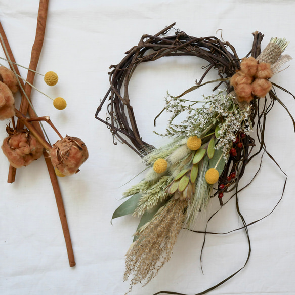 ドライフラワーリース　ドライフラワースワッグ　フラワーリース 2way・森のリース】スワッグにもなる森のリース・ドライフラワー