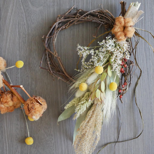 2way・森のリース】スワッグにもなる森のリース・ドライフラワー