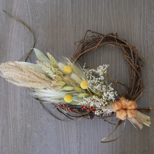 2way・森のリース】スワッグにもなる森のリース・ドライフラワー