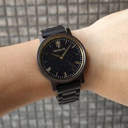 【木製腕時計】EINBAND Reise『夜空の文字盤』ブルーサンドストーン × SandalWood 【40mm】 6枚目の画像