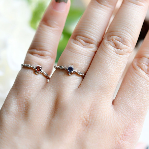 人生の羅針盤アイオライトor実りの象徴ガーネットのリング ピンキーリング　重ね付けにも～9月/1月誕生石 16枚目の画像