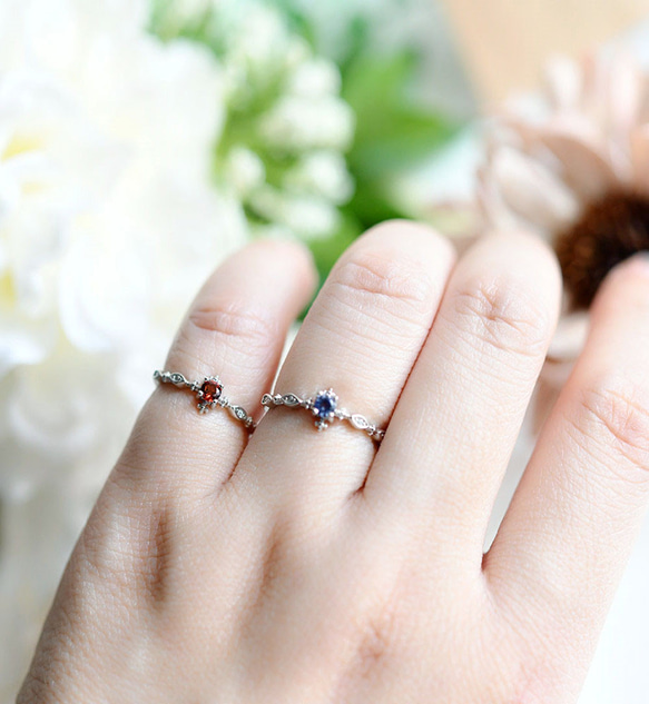 人生の羅針盤アイオライトor実りの象徴ガーネットのリング ピンキーリング　重ね付けにも～9月/1月誕生石 17枚目の画像