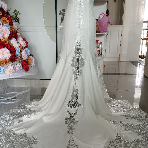 豪華！ ウエディングドレス ホワイト レース マーメイドライン ミニ  