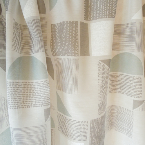 95×55丈：北欧モダンな幾何学模様のプリントボイルレースの