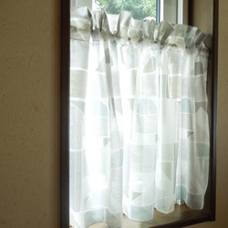 95×55丈：北欧モダンな幾何学模様のプリントボイルレースのナチュラル