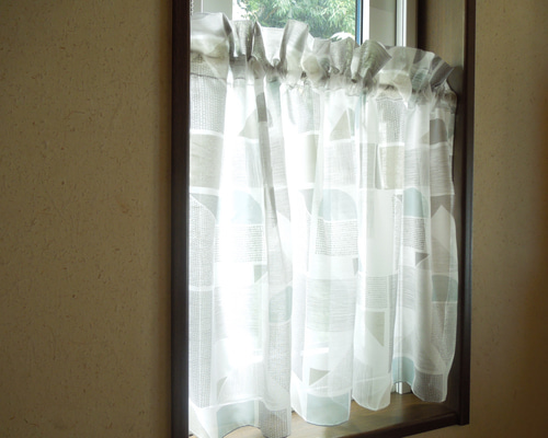 カフェカーテン【なっこ様オーダー品　ボイル&ケミカルレース　ギャザーカーテン】 出窓 小窓 レースカーテン カフェカーテン ギャザーテープ付き