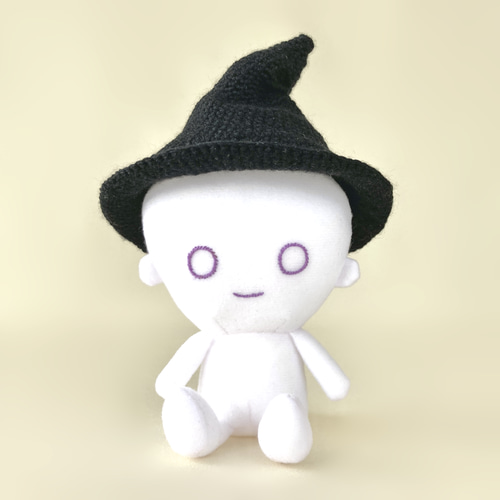 魔法使いの帽子付きぬいぐるみ ぬい用ハロウィン魔女のとんがり帽子＊手編みニット＊送料無料