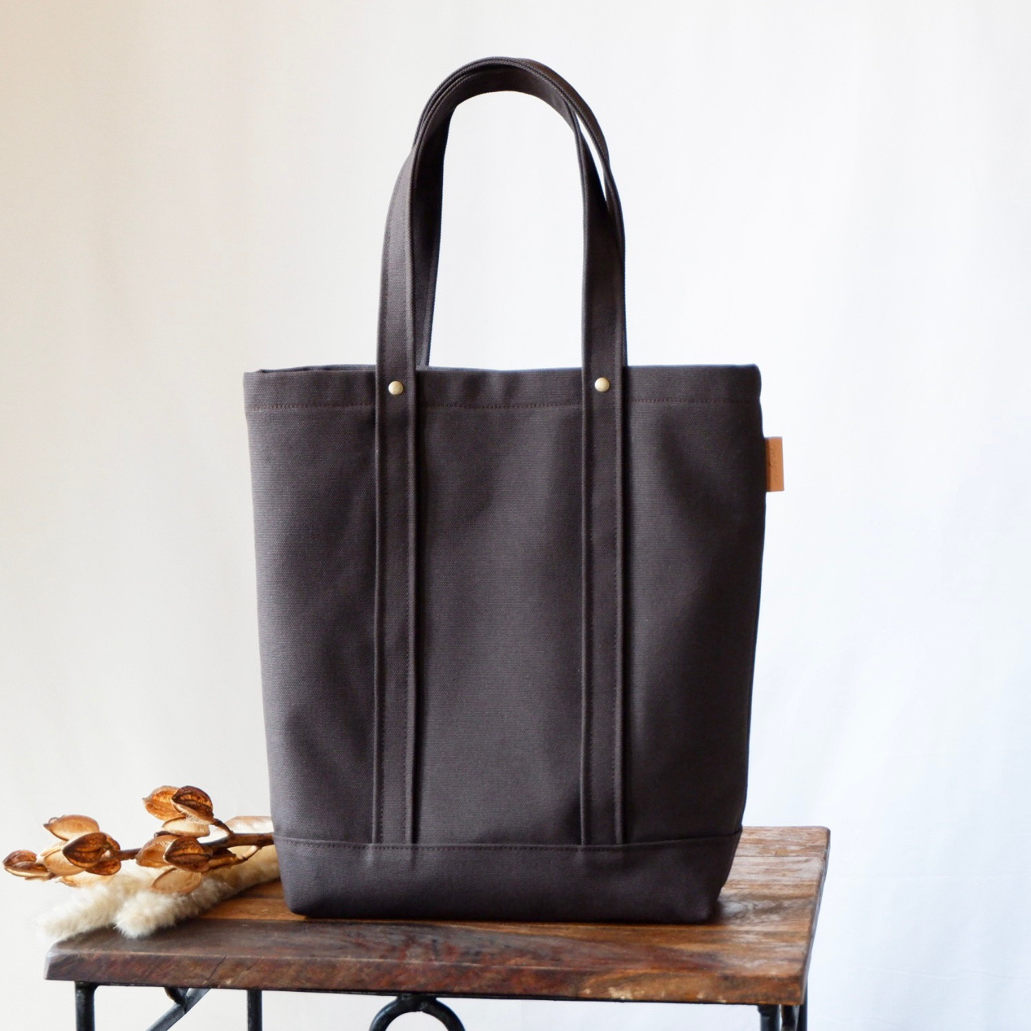 A4縦型トート◇ダークブラウン◇ 倉敷帆布