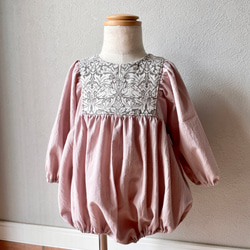 puffed sleeves romper／William Morris Brother rabbit／ロンパース 1枚目の画像