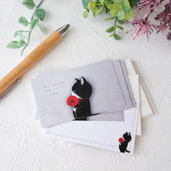 メッセージカード封筒セット（雛罌粟と子猫） 2枚目の画像