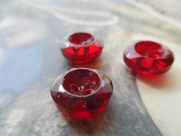 *♥*Czech Glass Button Garnet 3pcs*♥* 4枚目の画像