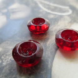 *♥*Czech Glass Button Garnet 3pcs*♥* 2枚目の画像